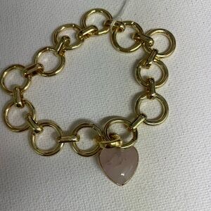 Gold Chain Bracelet with Heart Pendant